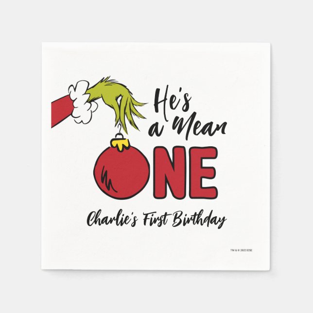 He's a Mean One | Grinch Birthday Napkin (Front)