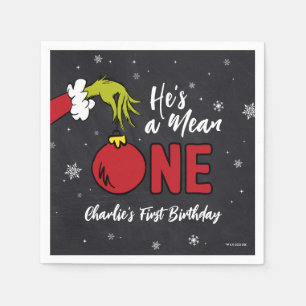 He's a Mean One Grinch Chalkboard Birthday Napkin