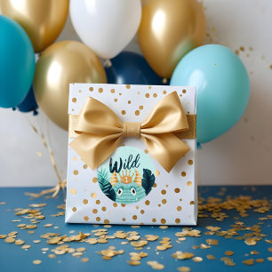 He's a Wild One Blue Monster & Tropical Jungle Classic Round Sticker