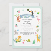 He's A Wild One Jungle Animals 1st Birthday