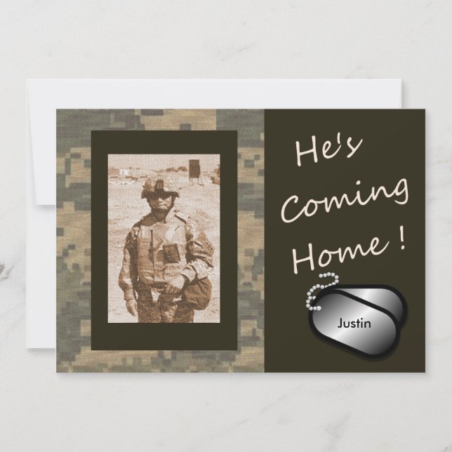 He's Coming Home Welcome Home Military Party Invitation (Front)