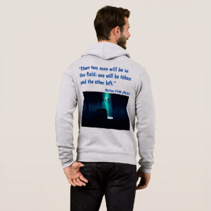 He's Coming Men's Gray Zipper Hoodie
