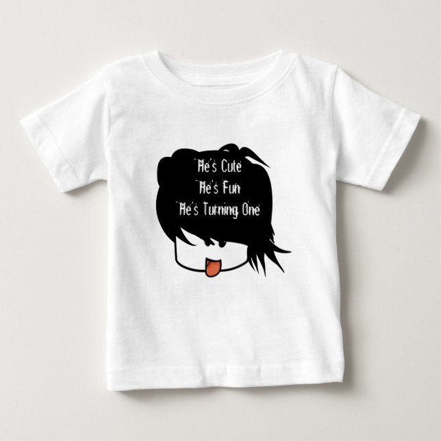 He's Cute He's One He's Turning One Baby T-Shirt (Front)