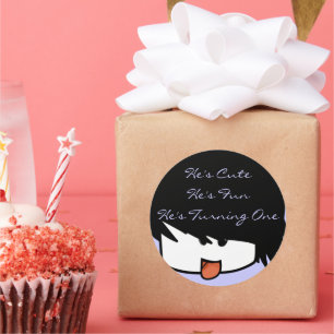 He's Cute He's One He's Turning One Classic Round Sticker