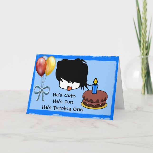 He's Cute He's One He's Turning One Invitation (Front)