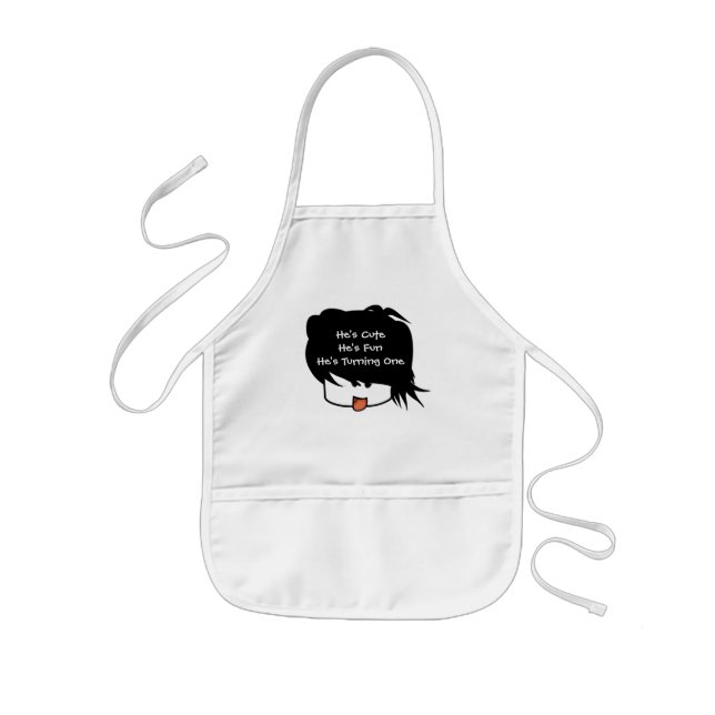 He's Cute He's One He's Turning One Kids Apron (Front)