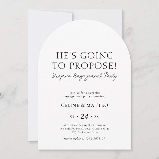He's Going to Propose! | Surprise Engagement Arch Invitation (Front)