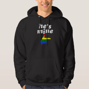 He's Mine Matching Gay Pride Couple Hand Pointing  Hoodie