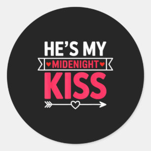 He's My Midnight Kiss Happy New Year Matching Coup Classic Round Sticker
