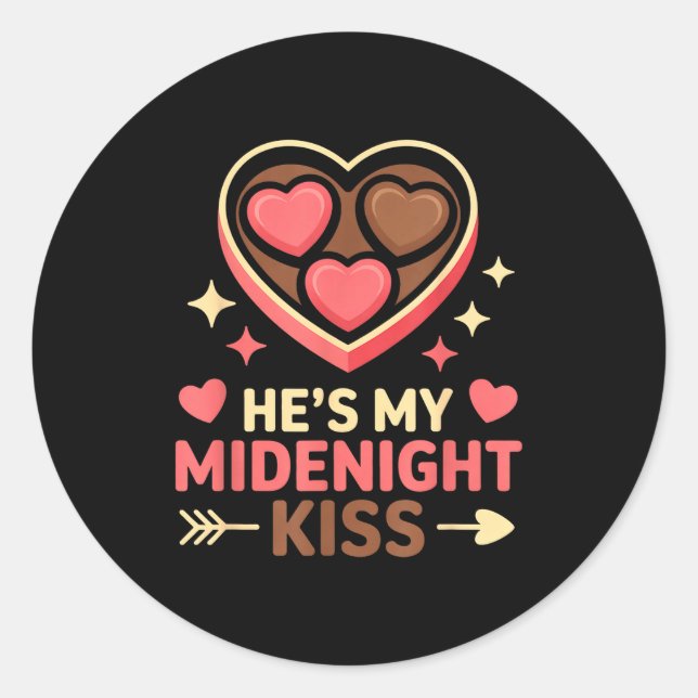 He's My Midnight Kiss Happy New Year Matching Coup Classic Round Sticker (Front)