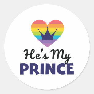 He's My Prince LGBTQ Rainbow T Shirt for Gay BF Classic Round Sticker