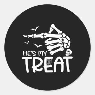 He's My Treat She's My Trick Halloween Skeleton Co Classic Round Sticker