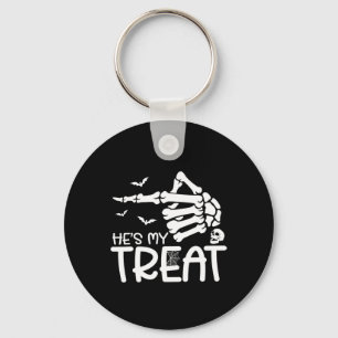 He's My Treat She's My Trick Halloween Skeleton Co Key Ring