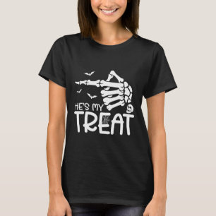 He's My Treat She's My Trick Halloween Skeleton Co T-Shirt