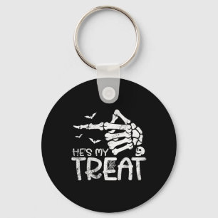 He's My Treat Skeleton Hand Funny Halloween Costum Key Ring