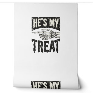He's My Treat Skeleton Hand Halloween Shirt Design Wallpaper