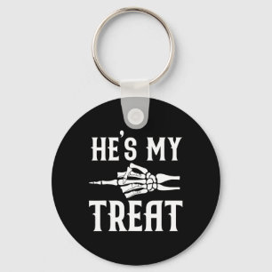 Hes My Treat Skeleton Matching Couple Halloween Co Key Ring