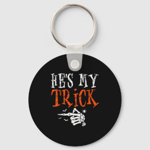 He's My Trick Halloween Matching Couple Funny Girl Key Ring