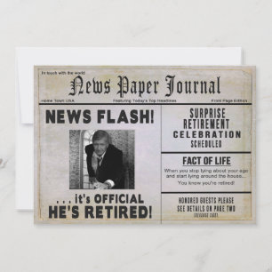 HE'S RETIRED Invitation - PHOTO INSERT/ News