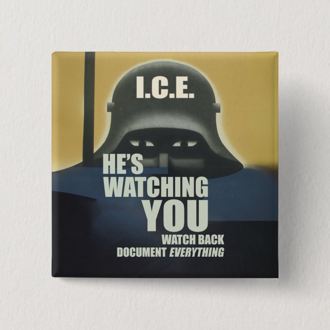 He's Watching You 2026 15 Cm Square Badge (Front)