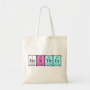 Hesther periodic table name tote bag