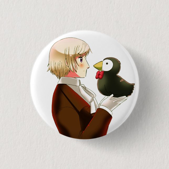 Hetalia Iceland & Mr. Puffin Button (Front)