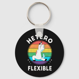 Heteroflexible Funny Yoga Unicorn Queer Ally Gay P Key Ring