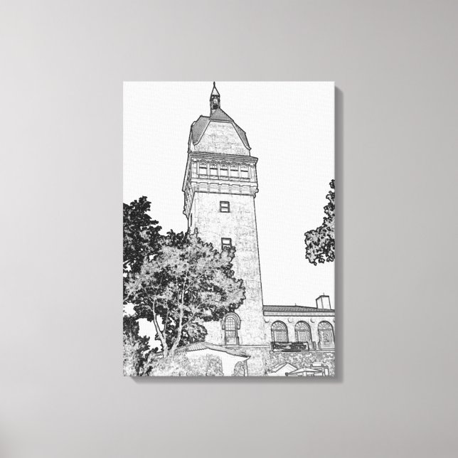 Heublein Tower - Connecticut Sketch Art Canvas Print (Front)
