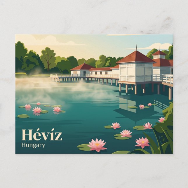 Hévíz Thermal Lake Hungary Postcard (Front)