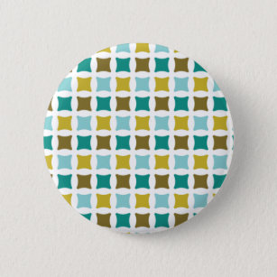 Hex Box Square Mid Mod Print Pattern Gold 6 Cm Round Badge