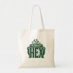 Hex Cauldron Halloween Linocut Design Tote Bag