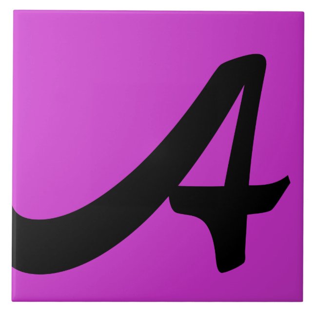 Hex cc33cc Colour Number Monogram Ceramic Tile (Front)