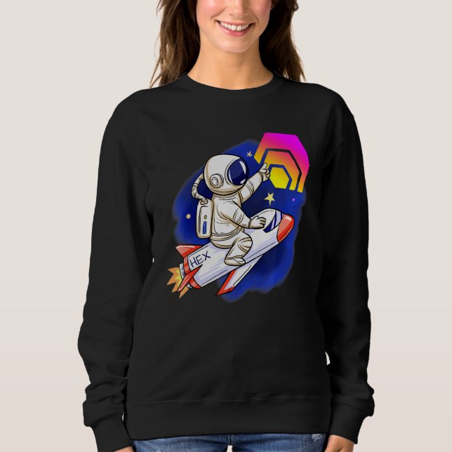 Hex Crypto Moon Man Cute Rocket Cryptocurrency Sta Sweatshirt (Front)