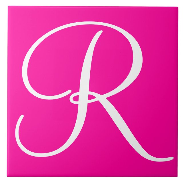 Hex ff0099 Colour Number Monogram Ceramic Tile (Front)