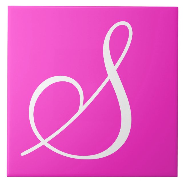 Hex ff33cc Colour Number Monogram Ceramic Tile (Front)