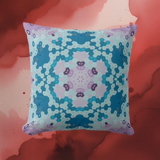 Hex Mandala Blue and Purple Cushion (Creator Uploaded)