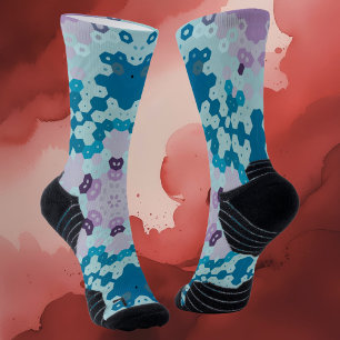 Hex Mandala Blue and Purple Socks