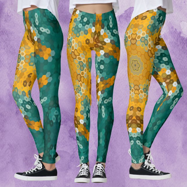 Hex Mandala Blue and Yellow Leggings (Creator Uploaded)