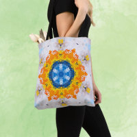 Hex Mandala Blue Yellow Orange and White