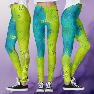 Hex Mandala Green and Blue Leggings