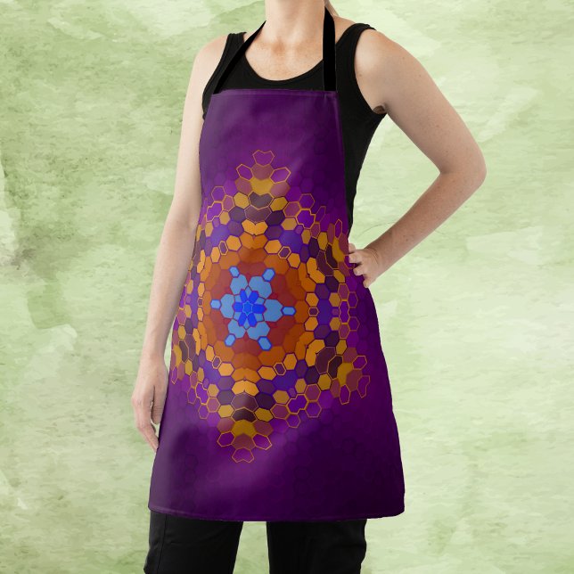 Hex Mandala Purple Orange and Blue Apron (Creator Uploaded)