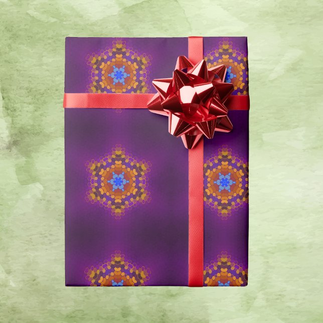 Hex Mandala Purple Orange and Blue Wrapping Paper (Creator Uploaded)
