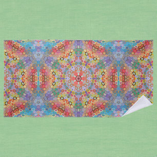 Hex Mandala Rainbow Beach Towel