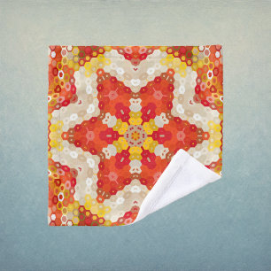Hex Mandala Red and Yellow Wash Cloth