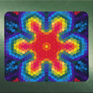 Hex Mandala Red Yellow and Blue Mouse Pad