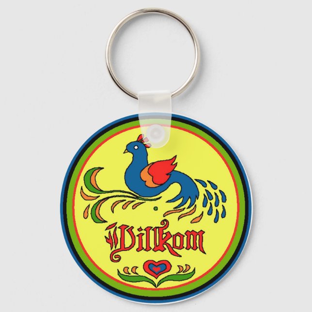 Hex Sign Welcome Bird Key Ring (Front)