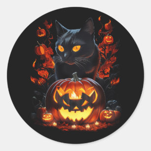 Hex, the Halloween black cat T-shirt Classic Round Sticker