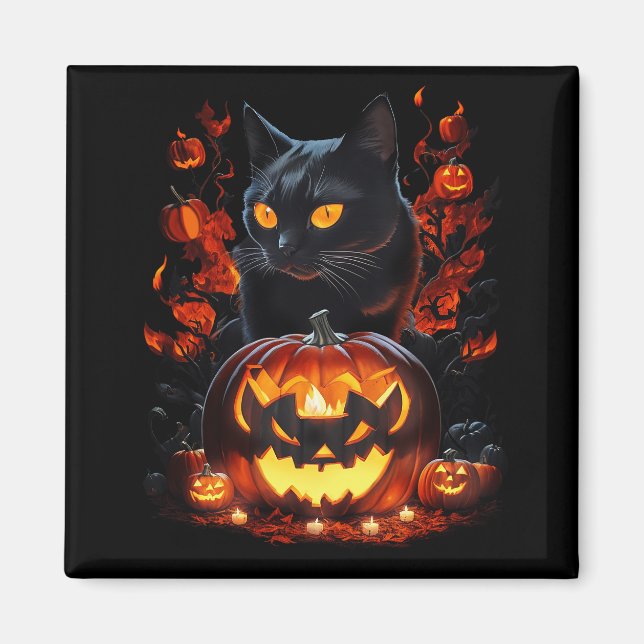 Hex, the Halloween black cat T-shirt Magnet (Front)