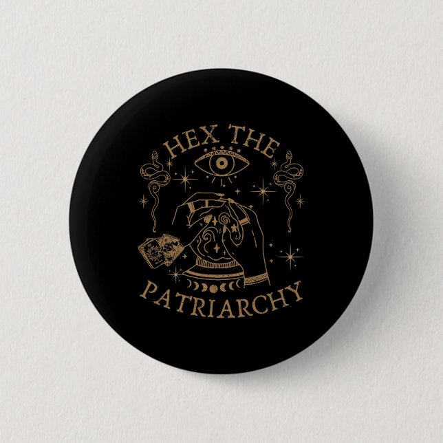 Hex The Patriarchy Feminist Witch  6 Cm Round Badge (Front)