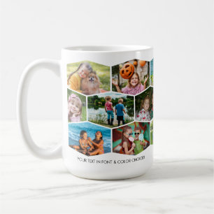 Hexagon 16 Photo Collage Pattern Wrap Personalised Coffee Mug